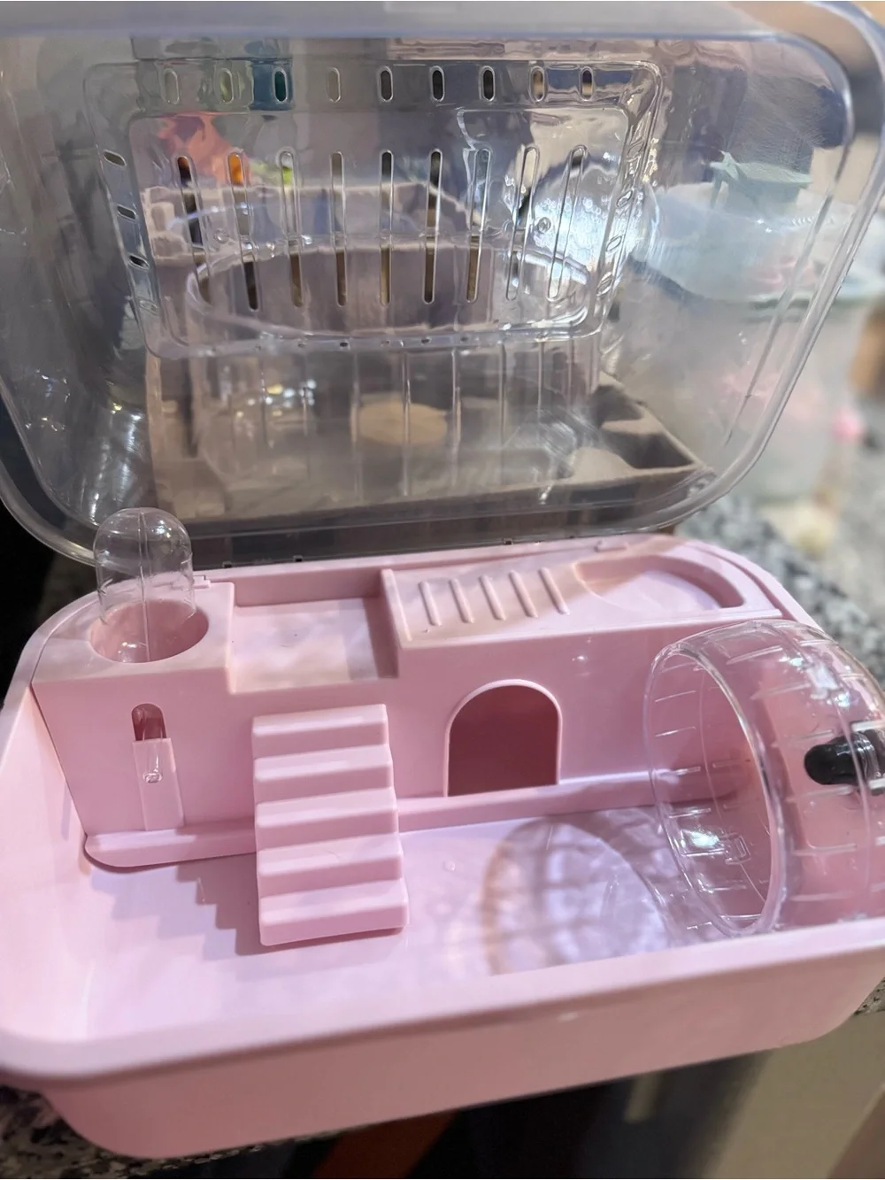 Pink Small Pet Habitat Carrier - Compact Home Storage